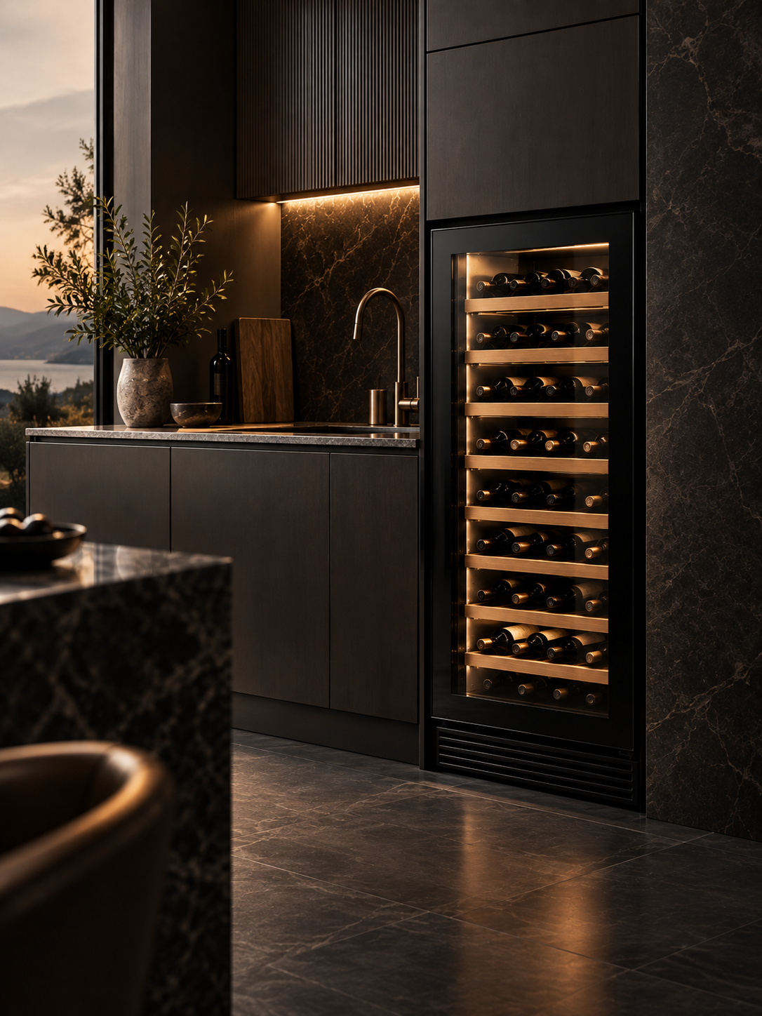 Integrated wine coolers