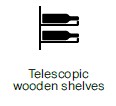 Telescopic wooden shelves