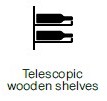 Telescopic wooden shelves